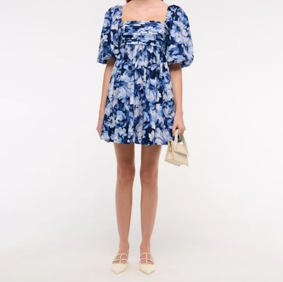 The A&F  Babydoll Emerson Poplin Puff Sleeve Mini Dress Size XS - Picture 3 of 16